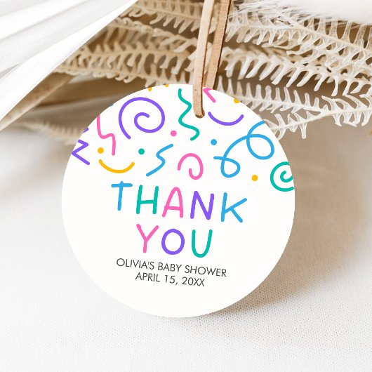 Tiny Human Shindig Baby Shower Round Bedankjes Labels