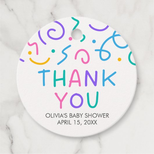 Tiny Human Shindig Baby Shower Round Bedankjes Labels (Voorkant)