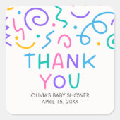 Tiny Human Shindig Baby Shower Vierkante Sticker (Voorkant)