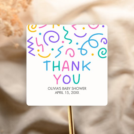 Tiny Human Shindig Baby Shower Vierkante Sticker