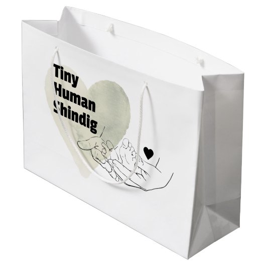 Tiny Human Shindig Gift Bag Modern Baby shower Groot Cadeauzakje (Achterkant Gekanteld)