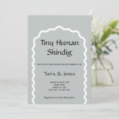 Tiny Human Shindig Minimalistisch Sage Baby shower Kaart (Staand voorkant)
