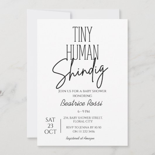 Tiny Human Shindig Neutraal Modern Baby shower Kaart (Voorkant)