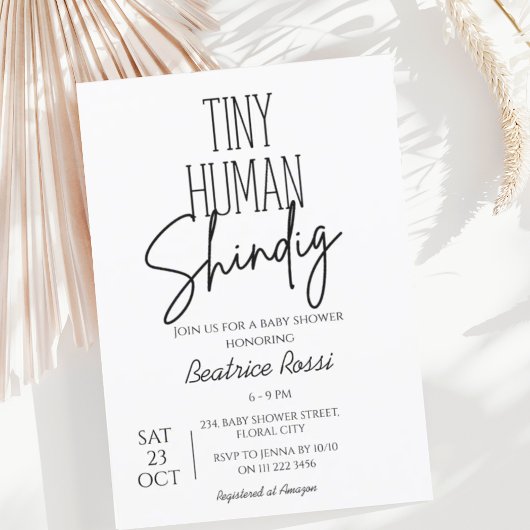 Tiny Human Shindig Neutraal Modern Baby shower Kaart