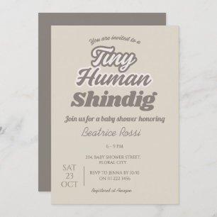 Tiny Human Shindig Neutral Co-Ed Baby shower Kaart