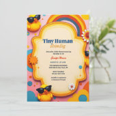 Tiny Human Shindig Retro Rubber Duck Baby shower Kaart (Staand voorkant)