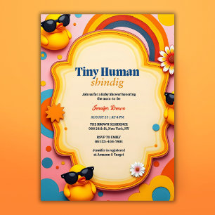 Tiny Human Shindig Retro Rubber Duck Baby shower Kaart