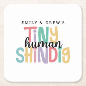 Tiny Human Shindig Schattige Paar Baby shower Kartonnen Onderzetters (Voorkant)