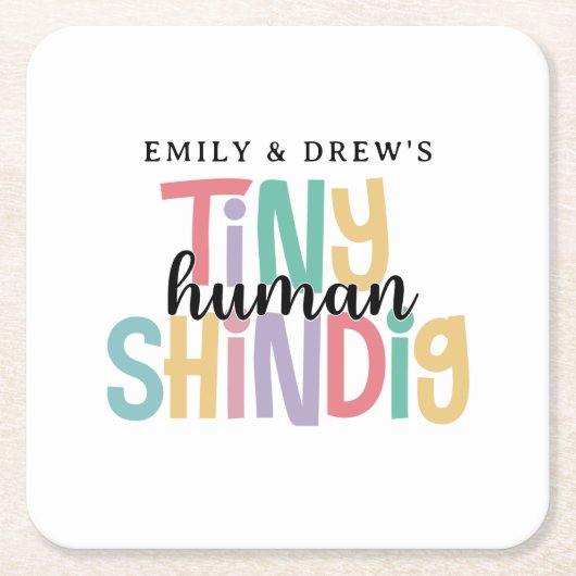 Tiny Human Shindig Schattige Paar Baby shower Kartonnen Onderzetters (Voorkant)