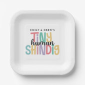 Tiny Human Shindig Schattige Paar Baby shower Papieren Bordje (Voorkant)