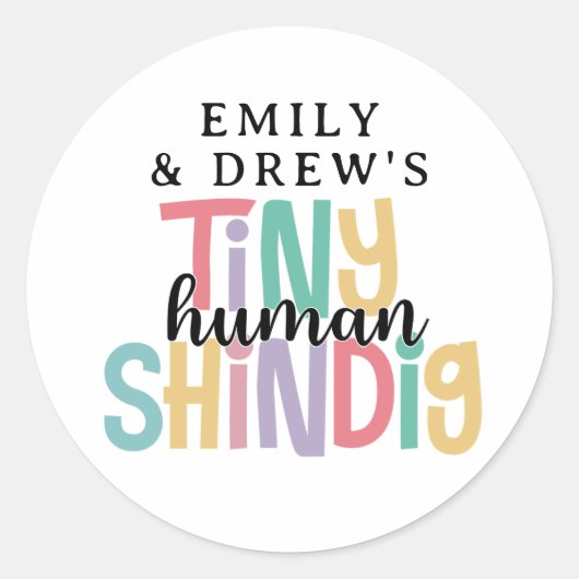 Tiny Human Shindig Schattigee regenboogkleuren Ronde Sticker (Voorkant)