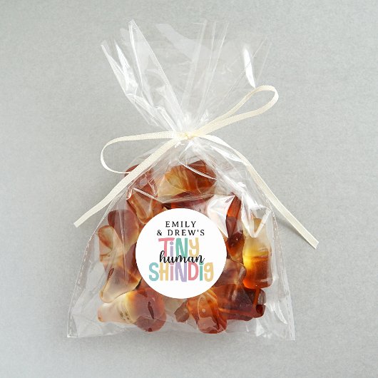 Tiny Human Shindig Schattigee regenboogkleuren Ronde Sticker