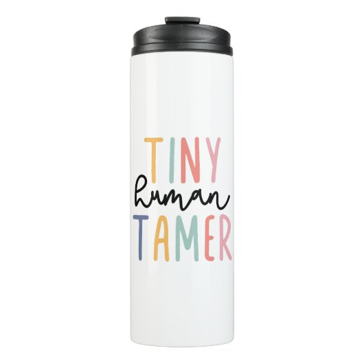 Tiny Human Tamer, Cadeau voor leraar, kinderverzor Thermosbeker (Voorkant)