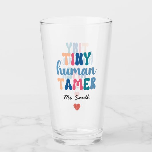 Tiny Human Tamer | Naam aangepaste leraar Glas (Voorkant)