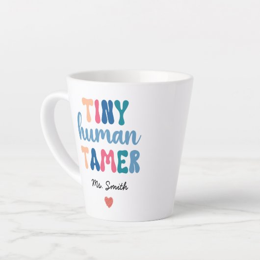 Tiny Human Tamer | Naam aangepaste leraar Latte Mok (Linkerhoek)