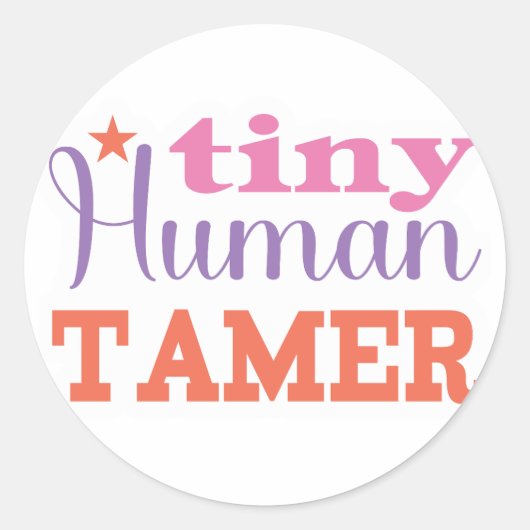 Tiny Human Tamer Ronde Sticker (Voorkant)