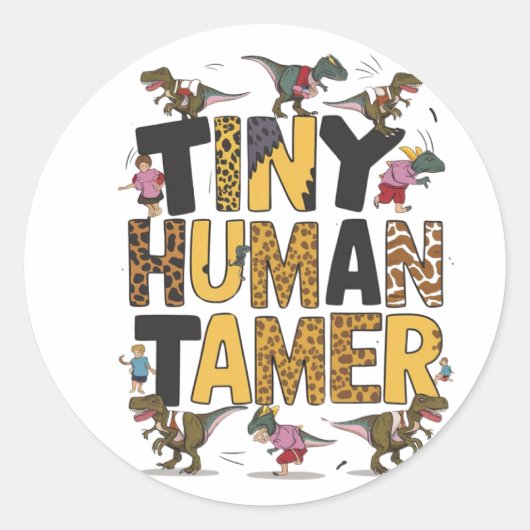Tiny Human Tamer Ronde Sticker (Voorkant)