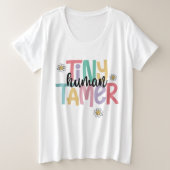 Tiny Human Tamer Schattigee kleurrijke handgeschre Grote Maat T-shirt (Design voorkant)