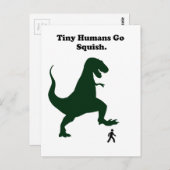Tiny Humans Go Squish Funny Dinosaur Cartoon Briefkaart (Voorkant / Achterkant)