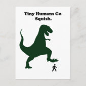 Tiny Humans Go Squish Funny Dinosaur Cartoon Briefkaart (Voorkant)