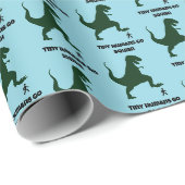 Tiny Humans Go Squish Funny Dinosaur Cartoon Cadeaupapier (Rol Hoek)