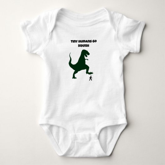Tiny Humans Go Squish Funny Dinosaur Cartoon Romper (Voorkant)