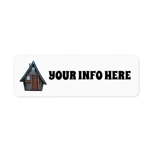 TINY HUUSE CABIN RETURN ADRES ETIKETTERS ETIKET (Voorkant)