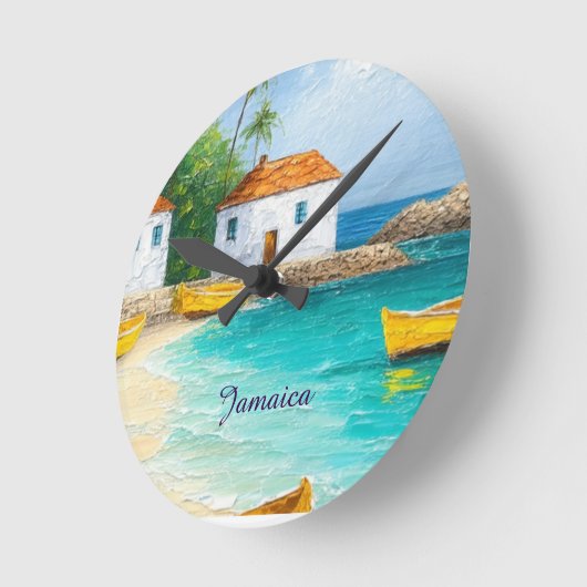 Tiny jamaican houses and skiffs ronde klok (Hoek)