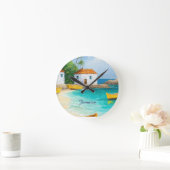 Tiny jamaican houses and skiffs ronde klok (Huis)