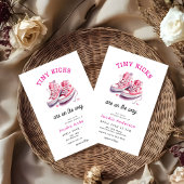 Tiny Kicks Sneakers Sports Pink Baby Shower  Kaart