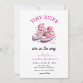 Tiny Kicks Sneakers Sports Pink Baby Shower  Kaart (Voorkant)
