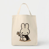Tiny latte bunny with flower tote bag (Voorkant)
