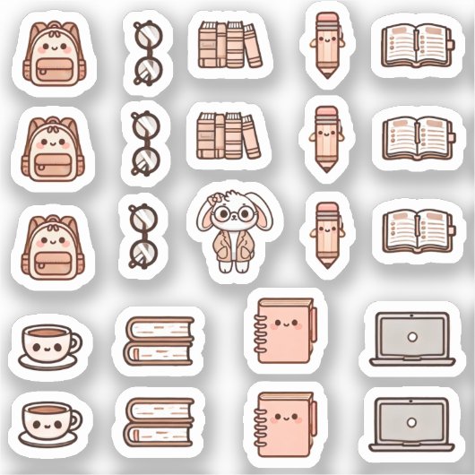 Tiny latte study time sticker (Voorkant)