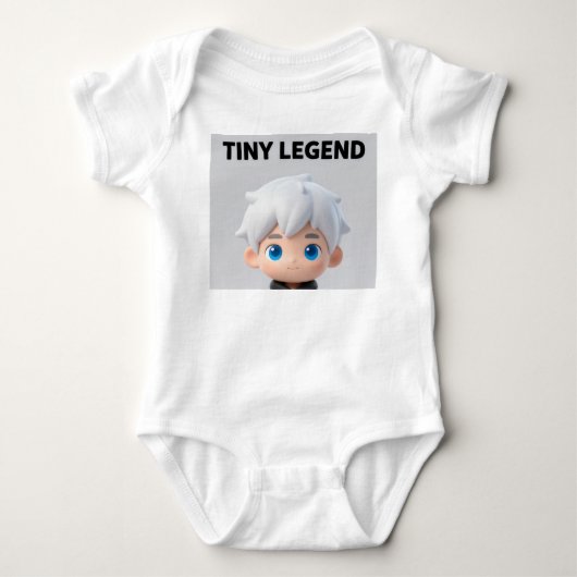 Tiny Legend Wit Haar Chibi Jongen Baby Body Romper (Voorkant)