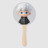 Tiny Legend Witte Haar Chibi Gaming Feest Sticker Handwaaier (Voorkant)