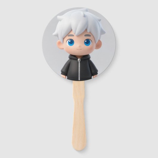 Tiny Legend Witte Haar Chibi Gaming Feest Sticker Handwaaier (Voorkant)