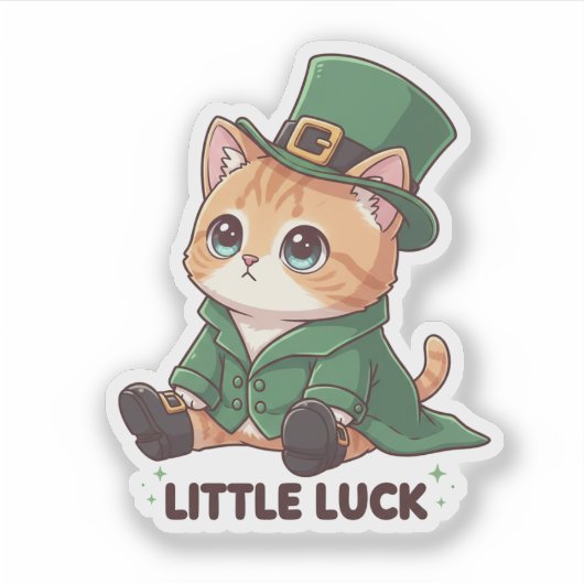 Tiny Leprechaun Kitten Cute Kawaii St Patrick  Sticker (Voorkant)