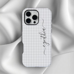 Tiny Light Grey Gingham handtekening iPhone 16 Pro Max Hoesje