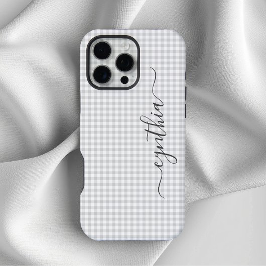 Tiny Light Grey Gingham handtekening iPhone Hoesje