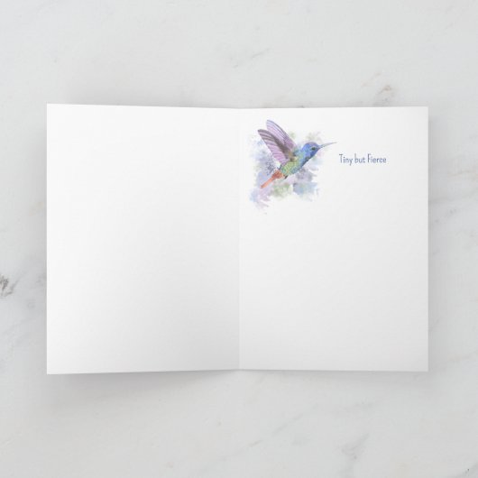 Tiny maar Fierce Quote Verjaardag Rufous Hummingbi Bedankkaart (Binnen)