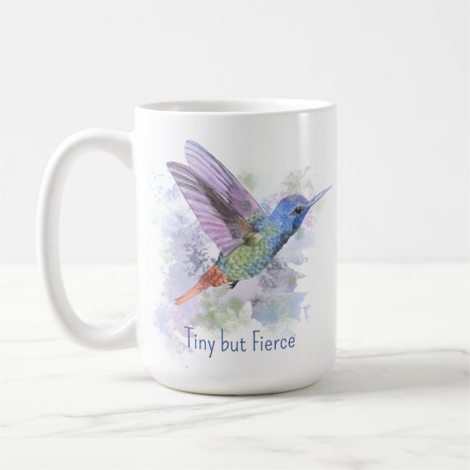 Tiny maar Fierce Quote Whimsical Rufous Hummingbir Koffiemok (Links)