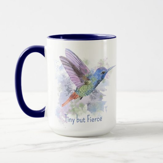Tiny maar Fierce Quote Whimsical Rufous Hummingbir Mok (Links)