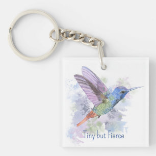 Tiny maar Fierce Quote Whimsical Rufous Hummingbir Sleutelhanger