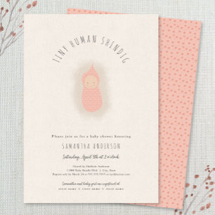 Tiny menselijk shindig meisje Baby shower Invitati Kaart