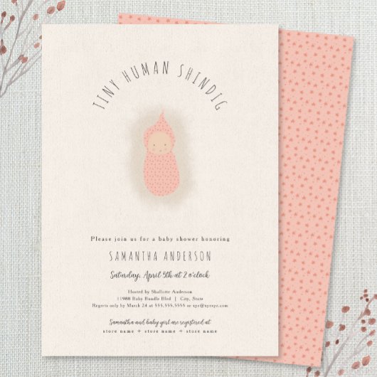 Tiny menselijk shindig meisje Baby shower Invitati Kaart