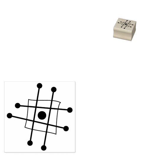 Tiny Midcentury modern minimalistisch atoomatoom Rubberstempel (Gestempeld)