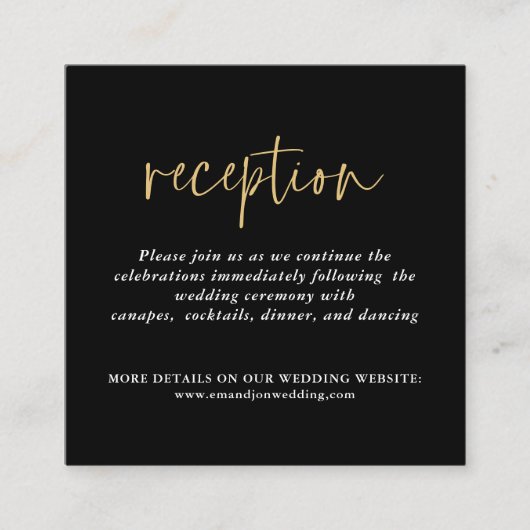 TINY MINI SIZE Black Gold Weduwen Receptie Informatiekaartje (Voorkant)