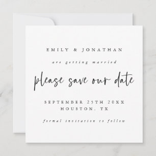 TINY MINI SIZE Black White Wedstrijd Save the Date Notitiekaartje