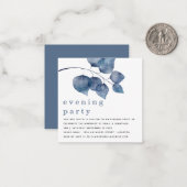 TINY MINI SIZE Blue Foliage Evage Party Invite Notitiekaartje (Voorkant / Achterkant in situ)