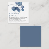 TINY MINI SIZE Blue Foliage Evage Party Invite Notitiekaartje (Voorkant / Achterkant)